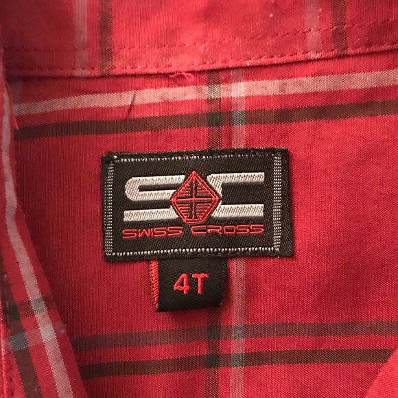 Swiss Cross Maroon Button Down Shirt 4T - Picture 3 of 3